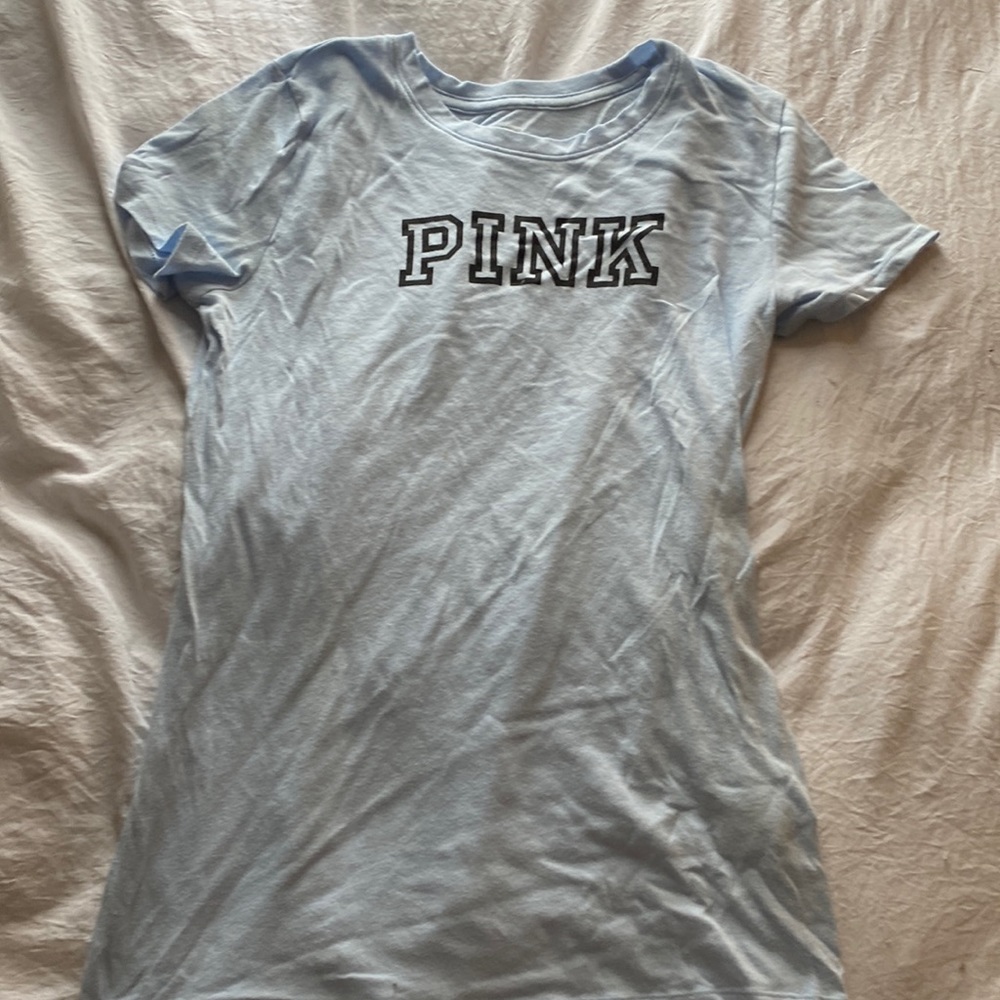 Light blue t shirt pink